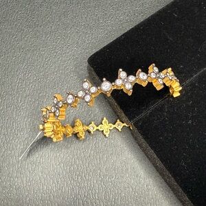 Frieda Rothman 14K Gold Plated Sterling Silver Black Rhodium CZ Hinge Bangle NWT